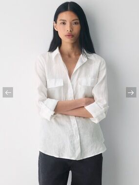 Babaton Aritzia Utility Linen Shirt White Button Down Coastal Classic Prep